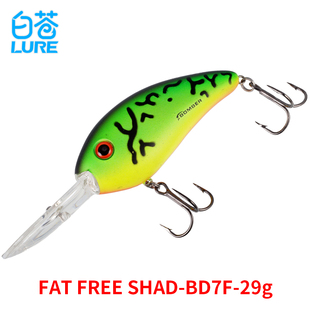 美系BOMBER深潜胖子FAT FREE SHAD长舌版摇滚带响珠米诺路亚饵29g