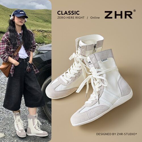 zhr则则时尚户外靴女2026秋季新款舒适软底日常百搭拳击靴子