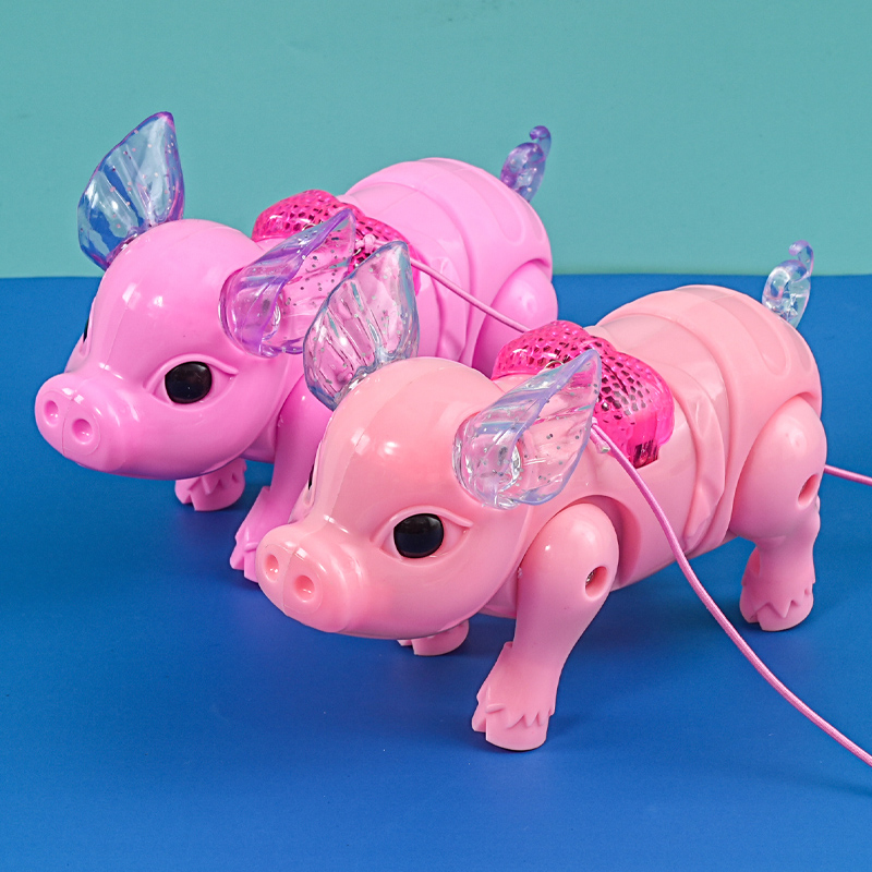 电动牵绳小猪音乐发光儿童玩具