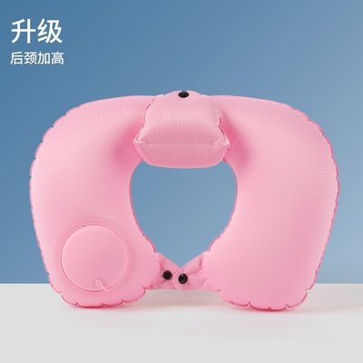 按压式充气u型枕旅行便携护颈枕飞行脖枕夏季冰丝空气u形枕头2841