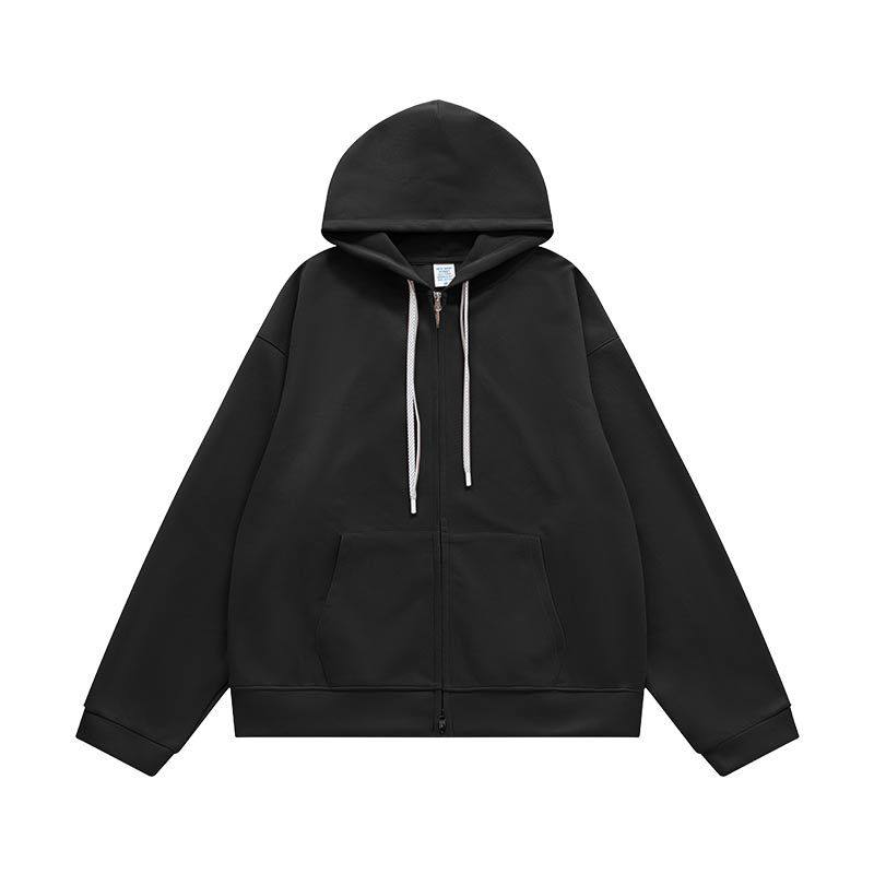 韩版糖果色戴帽外套2024秋冬潮牌双开拉链卫衣男女款QW88