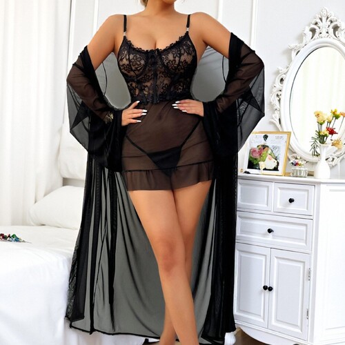 Large size see through lace skirt, steel ring mesh, slim fit