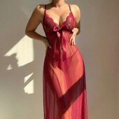 Women Lace Set Lingerie with Sexy Nightgown for Bow Straps