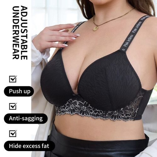Plus-Size Women's Bra: Lace, Comfortable, Pushing-Up, Anti-S