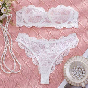 Lace suspender gathered sexy lingerie set, white lace lace b
