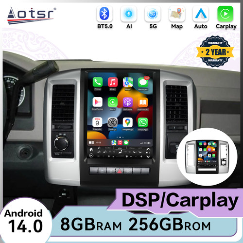 适用09-12款道奇公羊RAM安卓车机智能中控大屏carplay竖屏导航仪