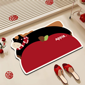 卡通苹果小马硅藻泥地垫家用卫生间浴室防滑吸水速干脚垫趣味地毯