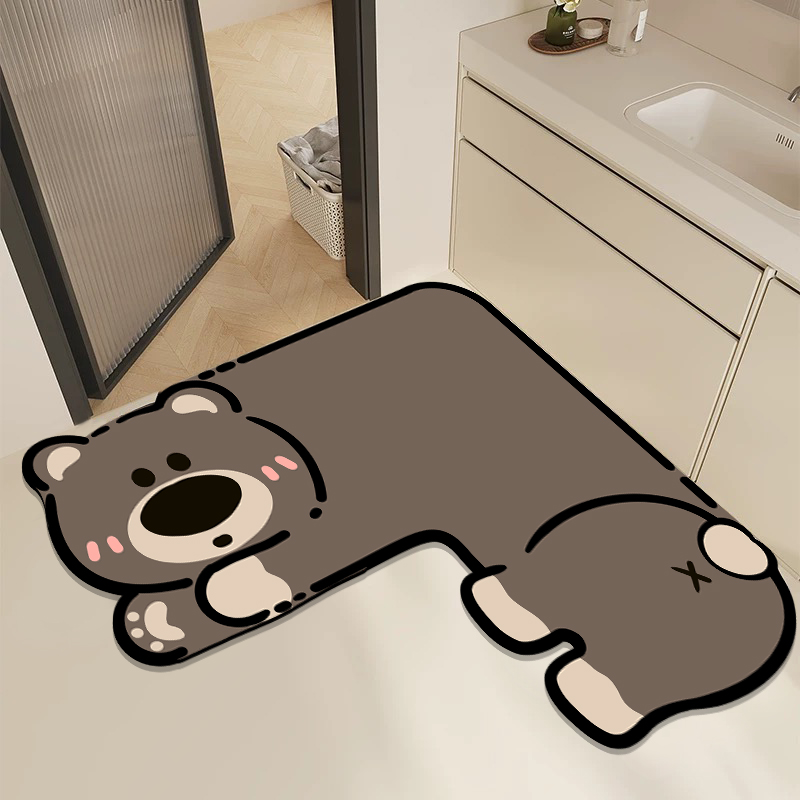 L型硅藻泥浴室地垫防滑吸水软垫