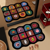 复古卡通硅藻泥吸水垫卫生间入户门口防滑速干脚垫浴室洗手间地垫