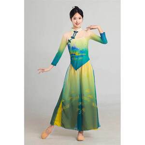 成人古典舞旗袍领舞蹈服女飘逸只此青绿身韵纱衣练功服古典舞汉唐