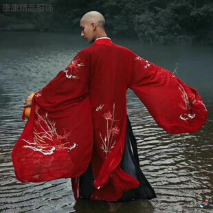 超仙汉服男忘川改良抖音同款刺绣红花和尚少年歌行无心cos服飘逸