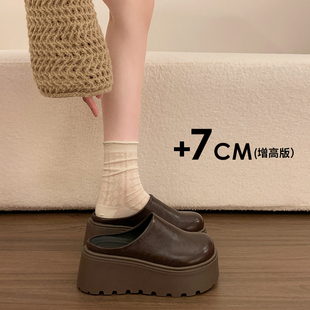 勃肯鞋女包头半拖鞋子2025春秋单鞋外穿厚底复古一脚蹬软底博肯鞋