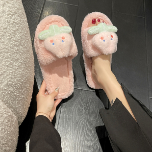 棉拖鞋女秋冬季室内家居冬天厚底防滑可爱居家保暖家用毛毛绒拖鞋