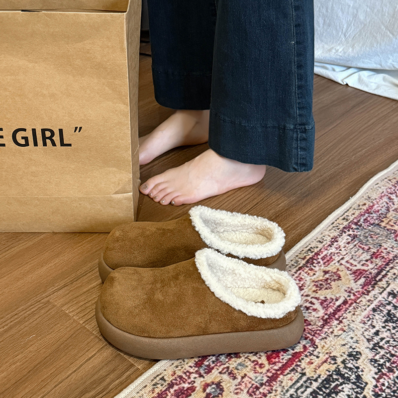 包头厚底勃肯鞋半拖女秋冬外穿2025超火新款穆勒一脚蹬懒人棉拖鞋