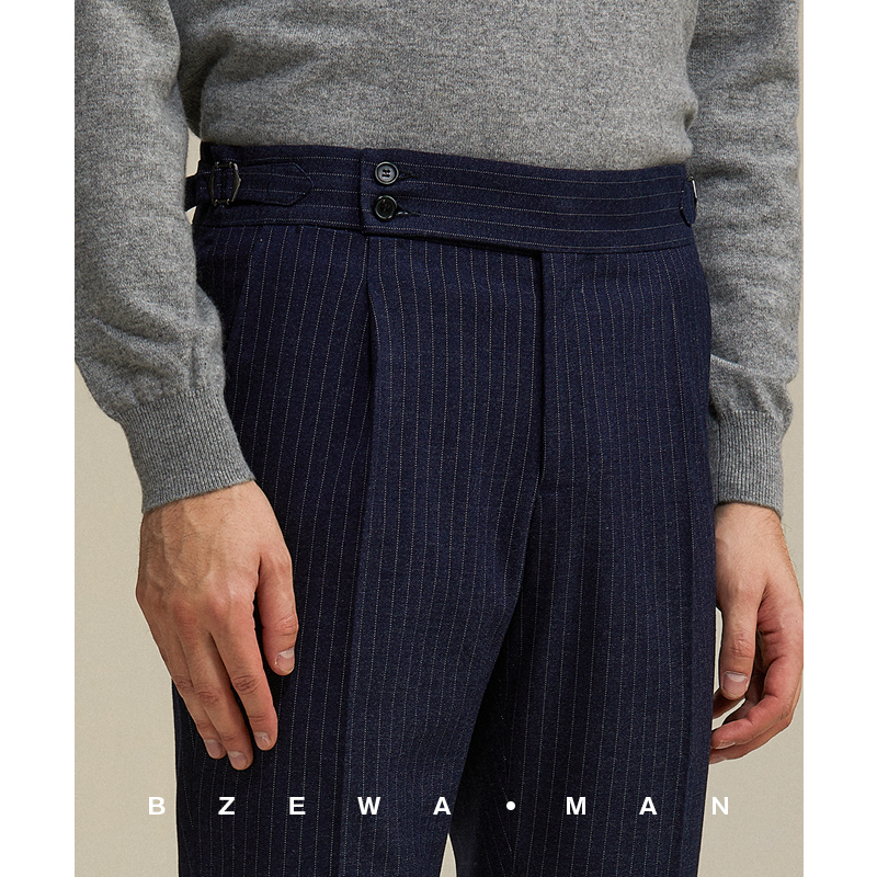 那不勒斯西裤九分裤修身