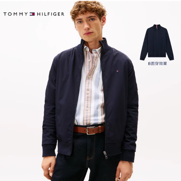 Tommy25秋冬新款男装双面穿商务休闲通勤针织开衫外套XM05935