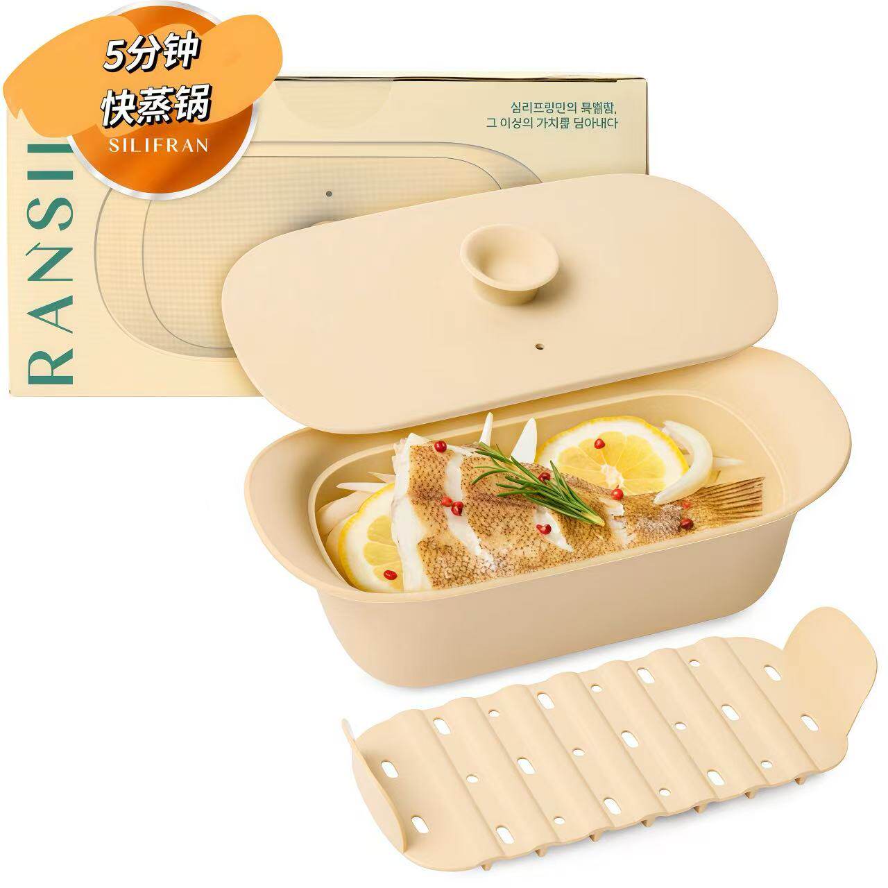 韩国直邮进口微波炉加热蒸笼食品级家用容器器皿蒸屉蒸盒蒸格饭盒