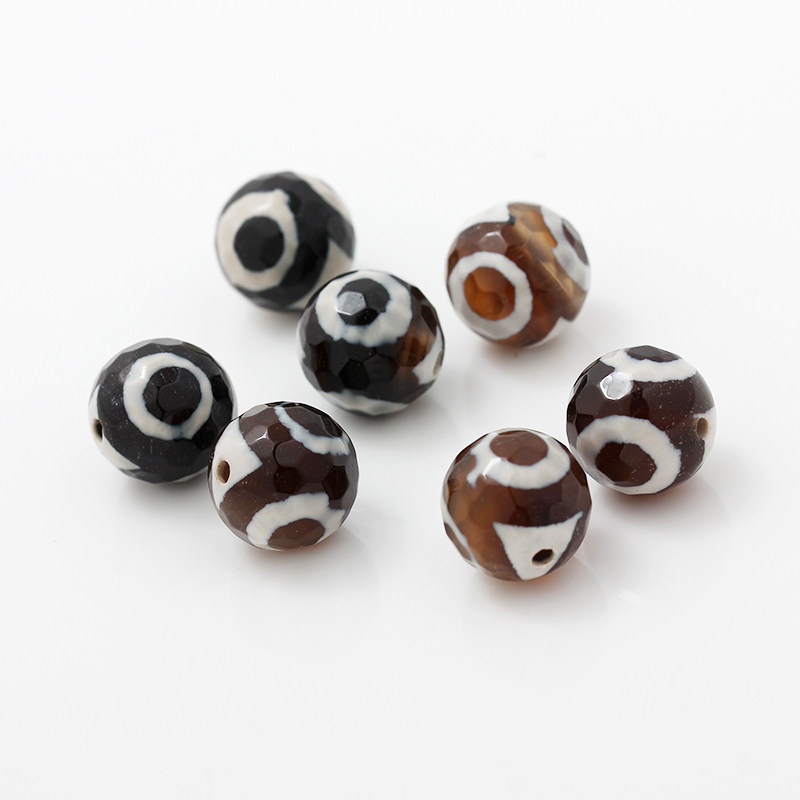 天然黑玛瑙天眼珠子眼睛珠切面圆珠手链散珠配珠手串配饰diy配件
