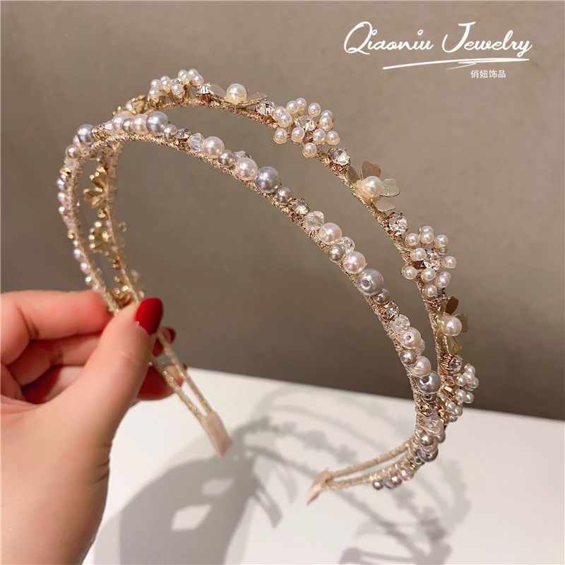 白色珍珠发箍甜美超仙合金花朵