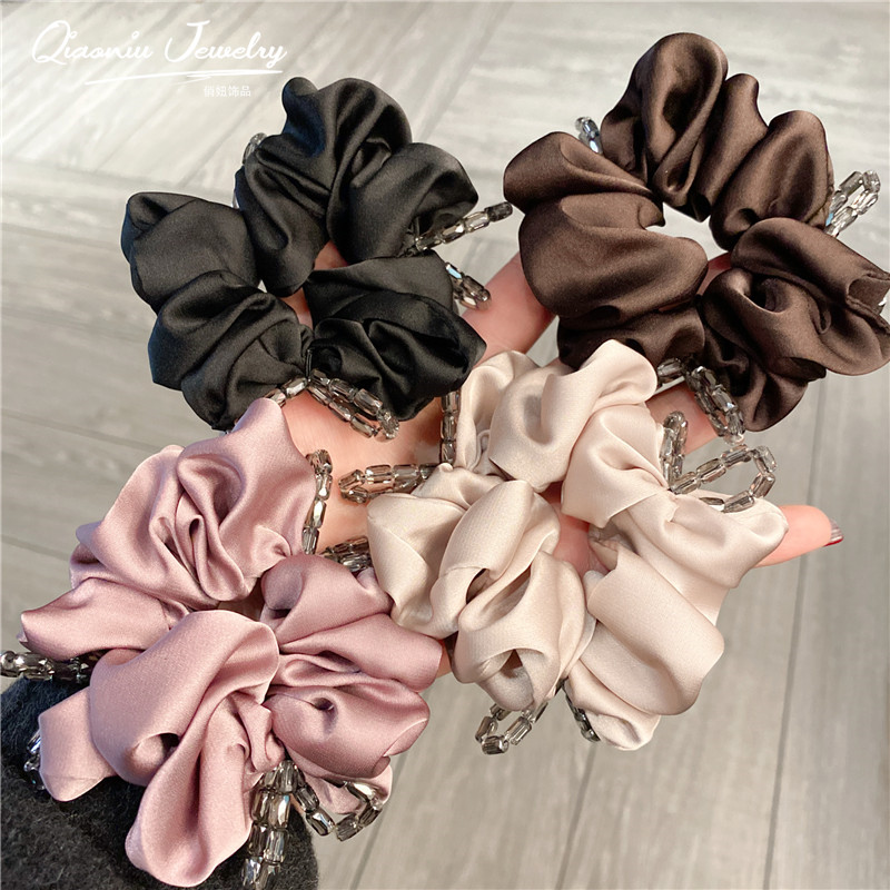 蝴蝶结水晶大肠发圈高马尾扎头头绳皮套女2025新款高级感简约头饰