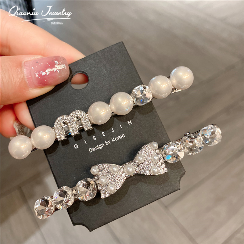 发夹水钻日韩珍珠边夹