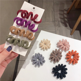 2020秋冬新款 毛线电话绳发圈韩国基础百搭加粗头绳无痕发绳发饰女