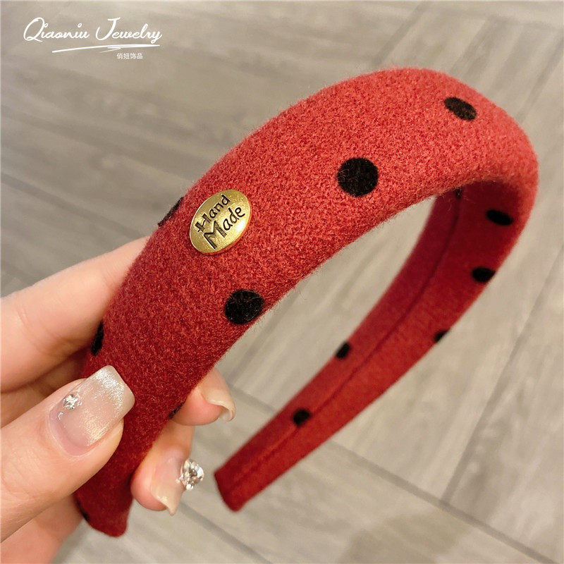 冬季新款新年圣诞节日氛围感发箍红色粗呢气质发箍港风头箍压发卡,饰品/流行首饰/时尚饰品新,发饰,淘宝优惠券,粉丝福利购,淘宝优惠卷