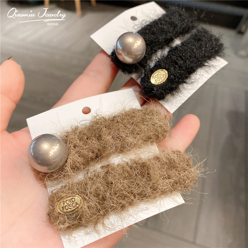 发夹毛绒日韩珍珠对夹