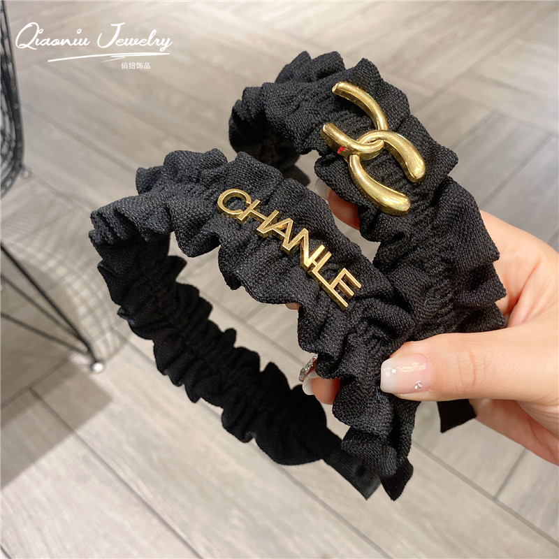 发箍布艺减龄褶皱合金字母