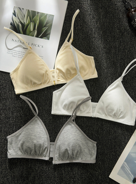 法式三角杯细肩带前扣内衣女超薄款无钢圈性感抹胸少女舒适文胸罩