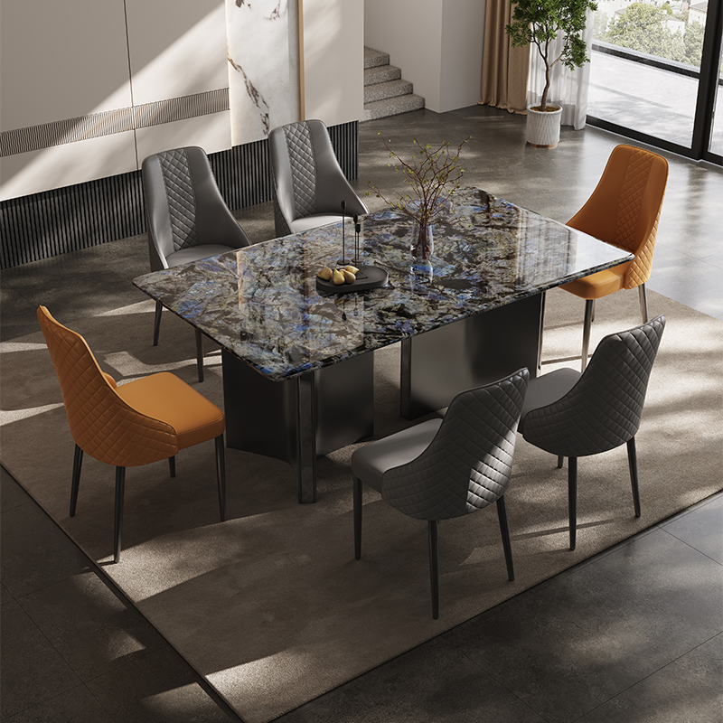 意式轻奢超晶石西餐桌椅组合大理石桌面耐高温耐刮小户型餐桌饭桌