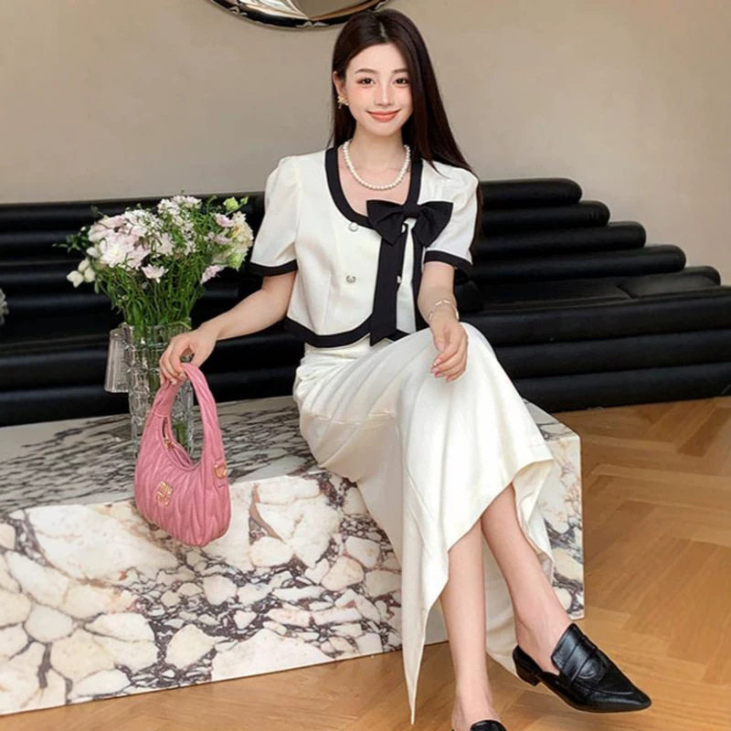 [现货]2026夏季新款女士半身裙套装小香风显瘦洋气百搭气质两件套