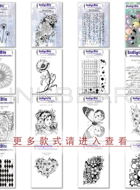 现货 英国indigoblu A6复古印章 花草蝴蝶 向日葵蒲公英 打底背景