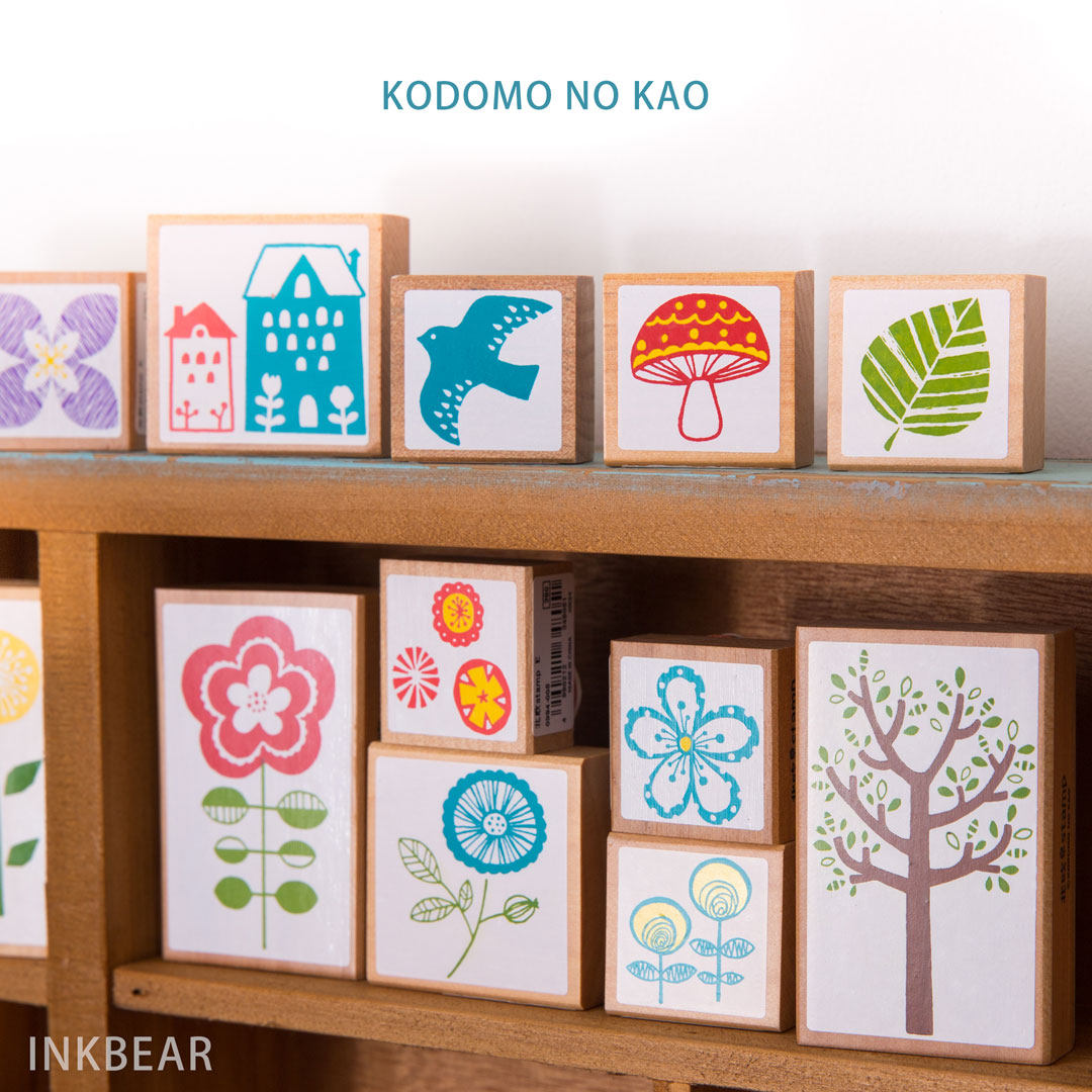 现货日本kodomo no kao北欧风格木质手账印章 植物花草