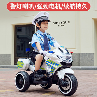 新款 警车儿童电动三轮车摩托车三轮女孩宝宝玩具可充电遥控玩具车