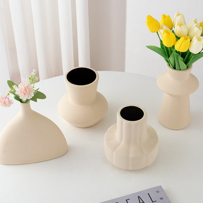 轻奢风素胚陶瓷花瓶摆件创意客厅家居桌面装饰花盆干花插花器