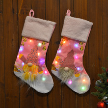 装 饰用品圣诞树挂件节日礼物袋带灯圣诞袜 厂家直销圣诞节新款