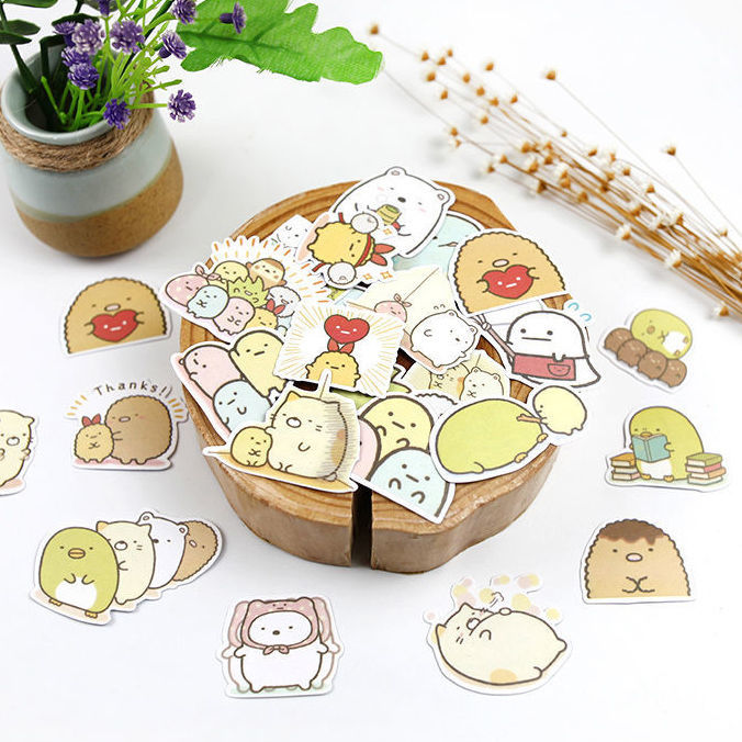 日式可爱卡通角落生物贴纸包儿童line手帐水杯手机壳装饰贴画防水