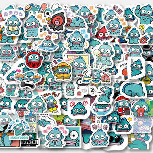 96张丑鱼汉顿手账贴纸手帐笔记本DIY装饰贴画卡通创意可爱半鱼人