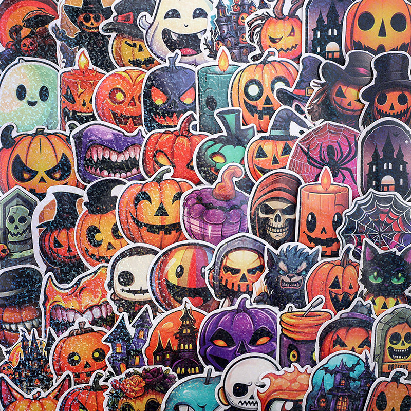 镭射万圣节贴纸儿童礼物水杯可爱南瓜鬼怪脸部手机壳装饰手帐贴画,文具电教/文化用品/商务用品,贴纸/立体贴纸,淘宝优惠券,粉丝福利购,淘宝优惠卷