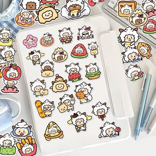 卡通DIY装 懒羊羊手账贴纸可爱手机笔记本电脑防水贴画 饰120张Q版