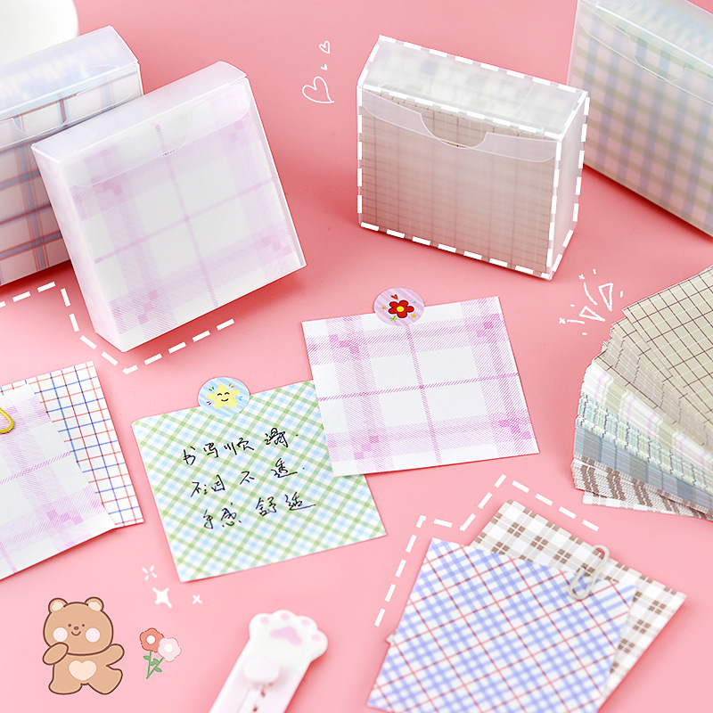 ins风手账格子便签纸无粘性少女盐系手帐素材本打底背景方格拼贴