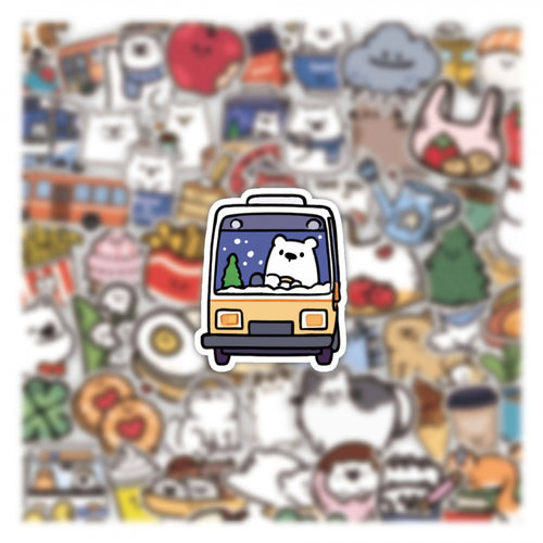 白熊旅行贴纸可爱卡通动物DIY