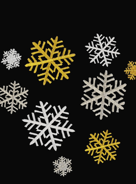 金银色雪花补丁贴热烫贴刺绣小号电脑绣花辅料衣服装饰贴白色布贴