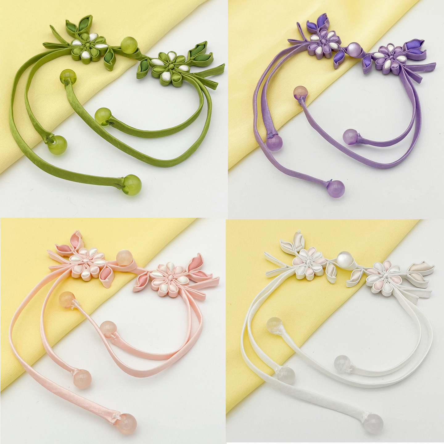 旗袍盘扣新中式扣子长尾流苏花扣紫色高端手工国风汉服装饰纽扣