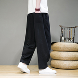 风夏季棉麻阔腿裤大码宽松休闲裤薄款透气冰丝沙滩裤K28P40，男装休闲裤，星座203-3