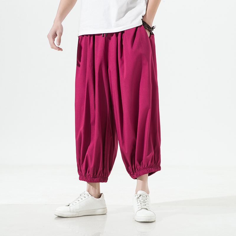 22夏季新款冰丝裤男风宽松大码阔腿裤弹力哈伦束脚裤FK11P40，男装休闲裤，星座203-3
