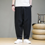 风夏季棉麻阔腿裤大码宽松休闲裤薄款透气冰丝沙滩裤K28P40，男装休闲裤，星座203-3