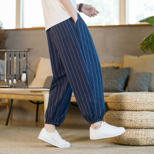 灯笼裤男士大码条纹休闲裤风夏季潮宽松运动阔腿哈伦裤K38P45,男装休闲裤,星座203-3