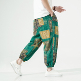 2024夏季风大码宽松束脚休闲裤男棉麻阔腿哈伦裤灯笼裤K30P40，男装休闲裤，星座203-3